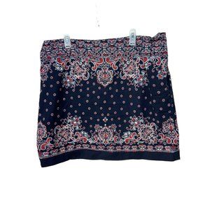 Talbots Woman Navy Blue Red Paisley Lined‎ Size 20 W SKirt